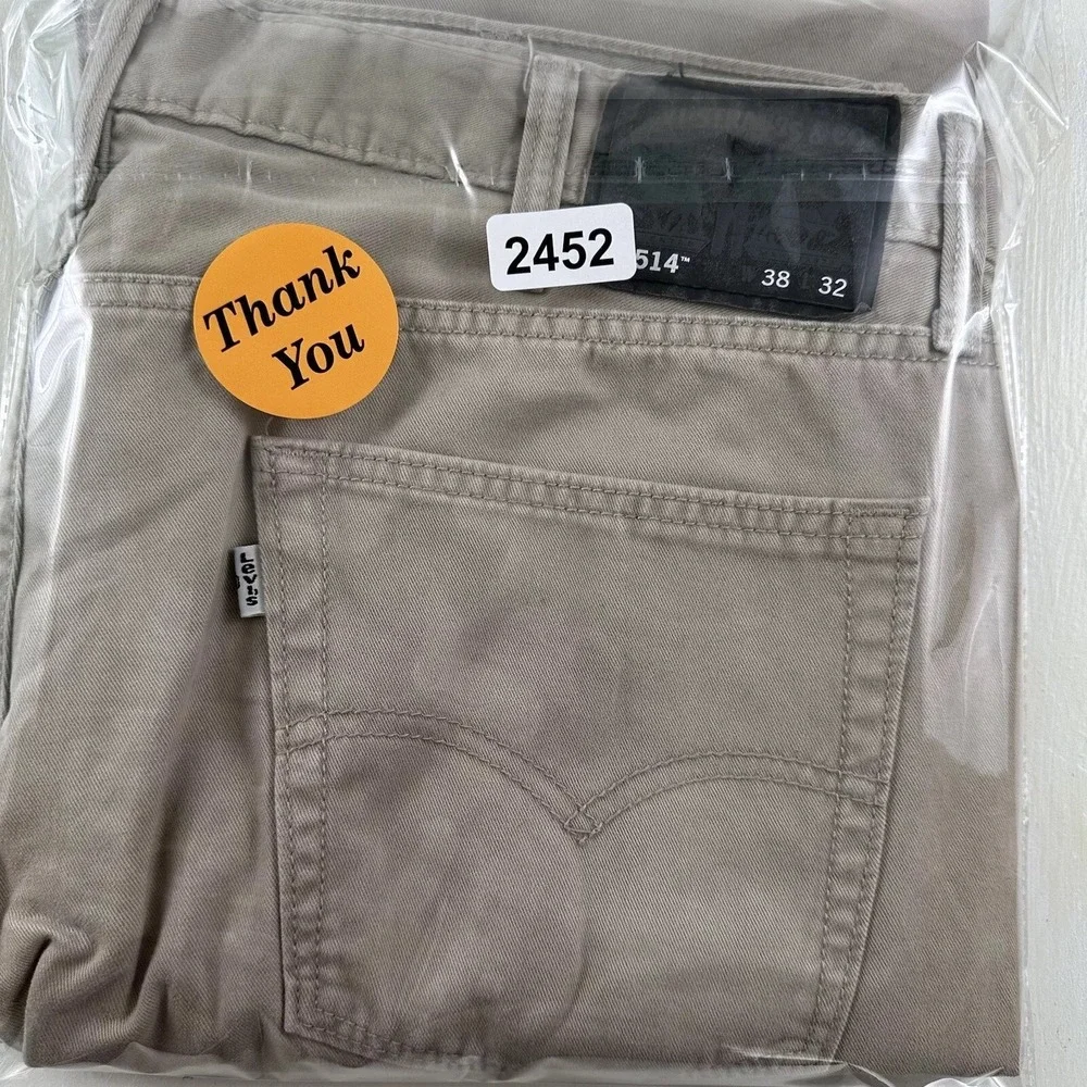 Levi's‎ Mens 514 Beige Jeans Size 38X30 Tan Khaki Straight Black Patch White Tab